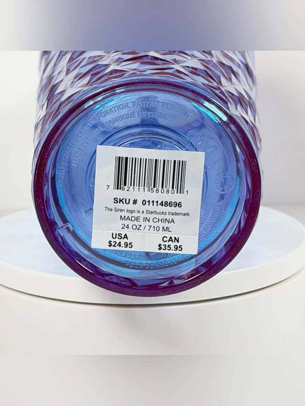 Starbucks Royal Blue Iridescent Diamond Prism Cold Cup Venti Tumbler 24 oz NWT